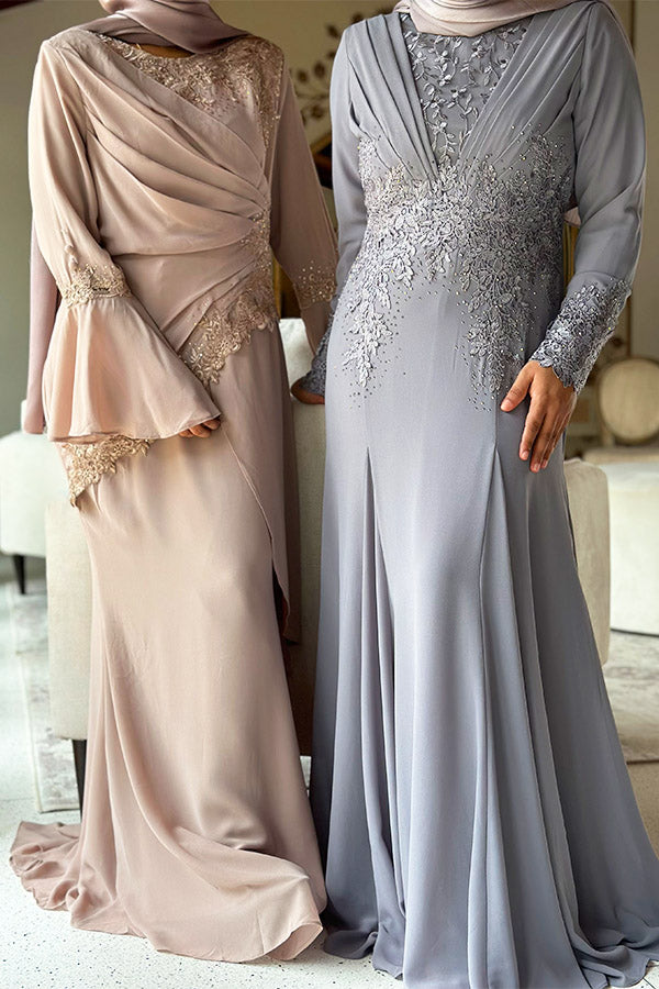 Isha Luxe Abaya - Grey and Taupe