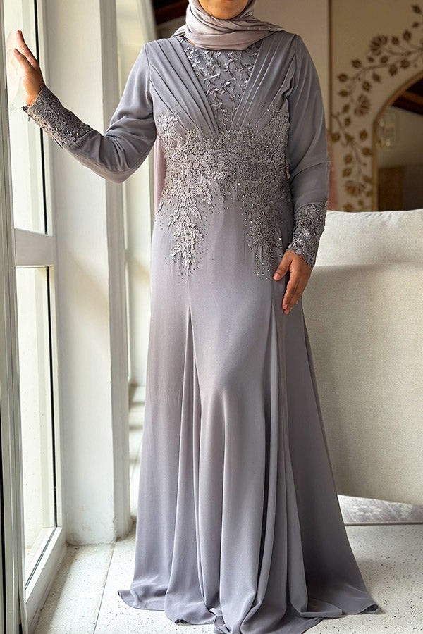 Isha Luxe Abaya - Grey and Taupe