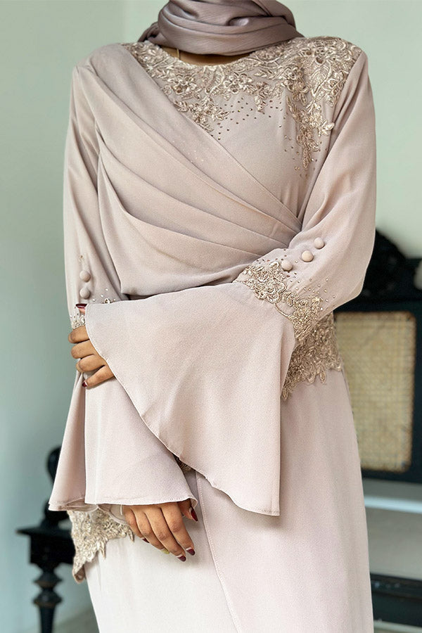 Isha Luxe Abaya - Grey and Taupe