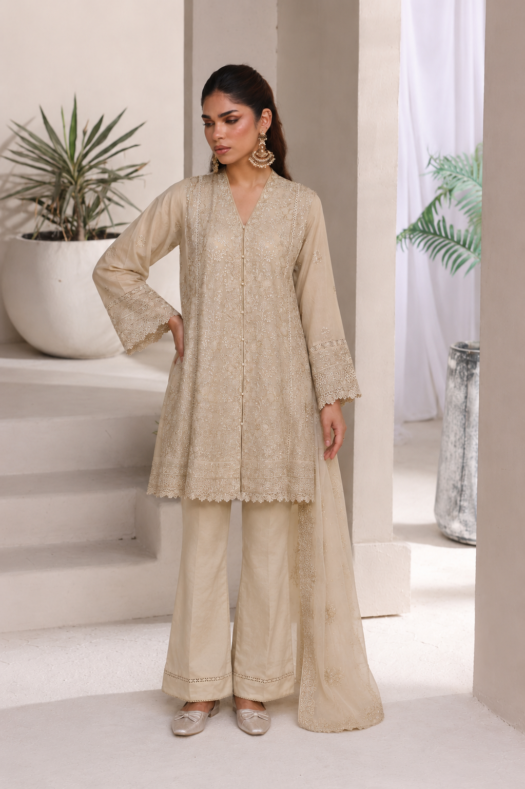 Short Freya 3 Piece Set - Warm Beige