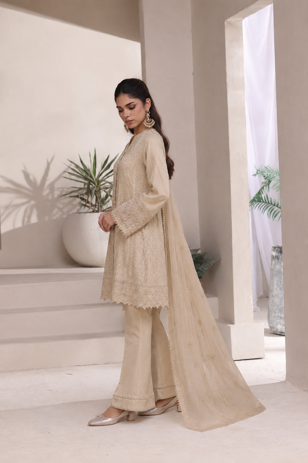 Short Freya 3 Piece Set - Warm Beige