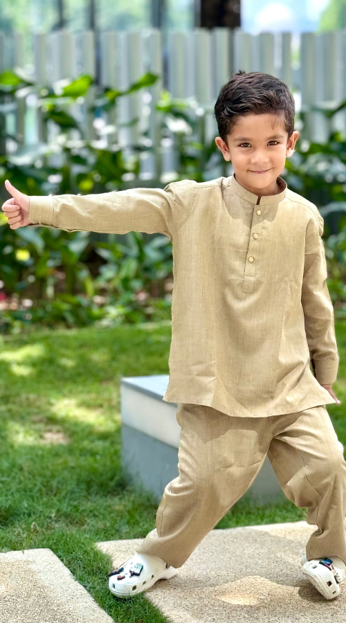 Emir Boys Kurta Set Beige