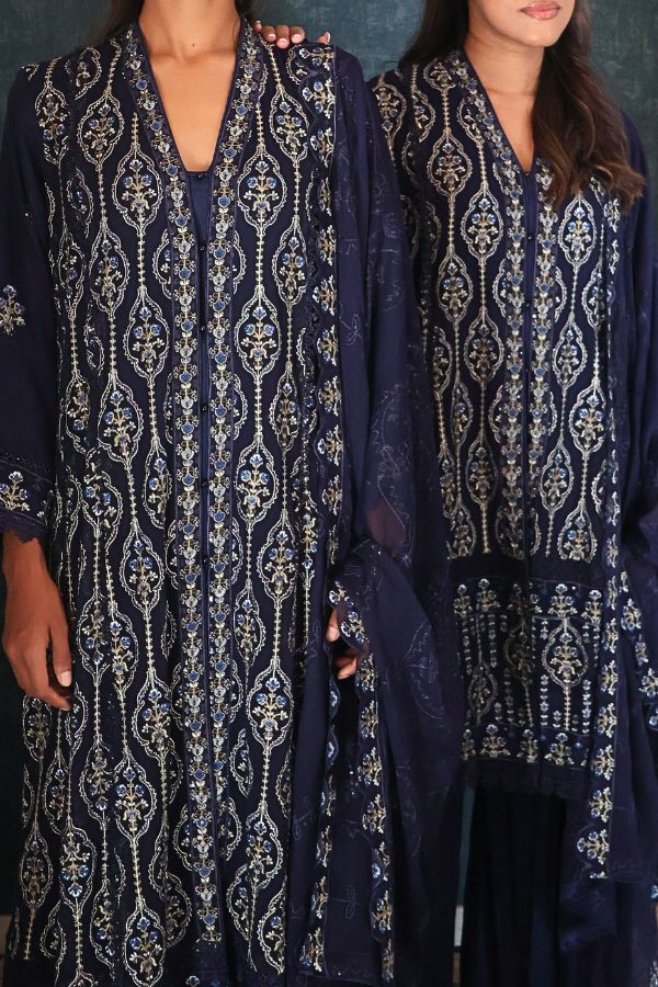 Embellished Short Freya 3 Piece Set - Navy Blue