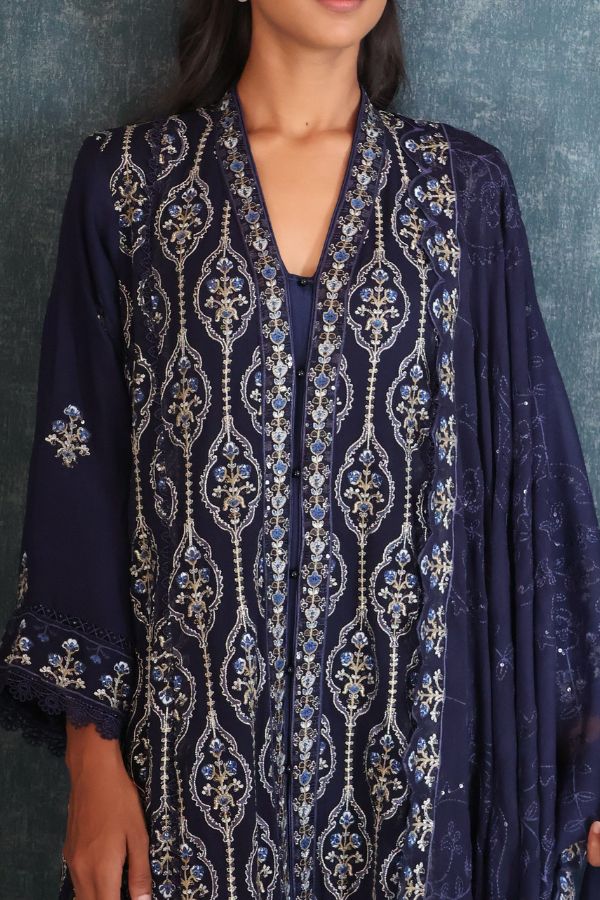 Embellished Short Freya 3 Piece Set - Navy Blue