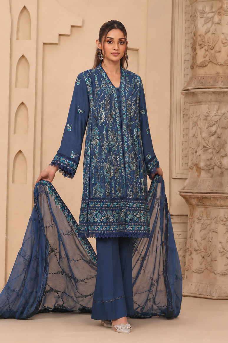 Embellished Short Freya 3 Piece Set - Cobalt Blue