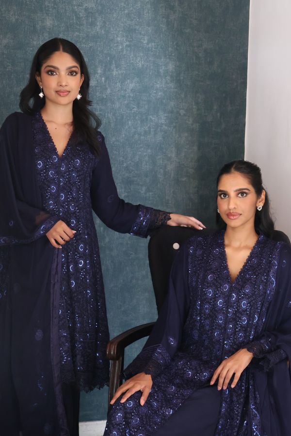 Short Freya 3 Piece Set - Navy Blue