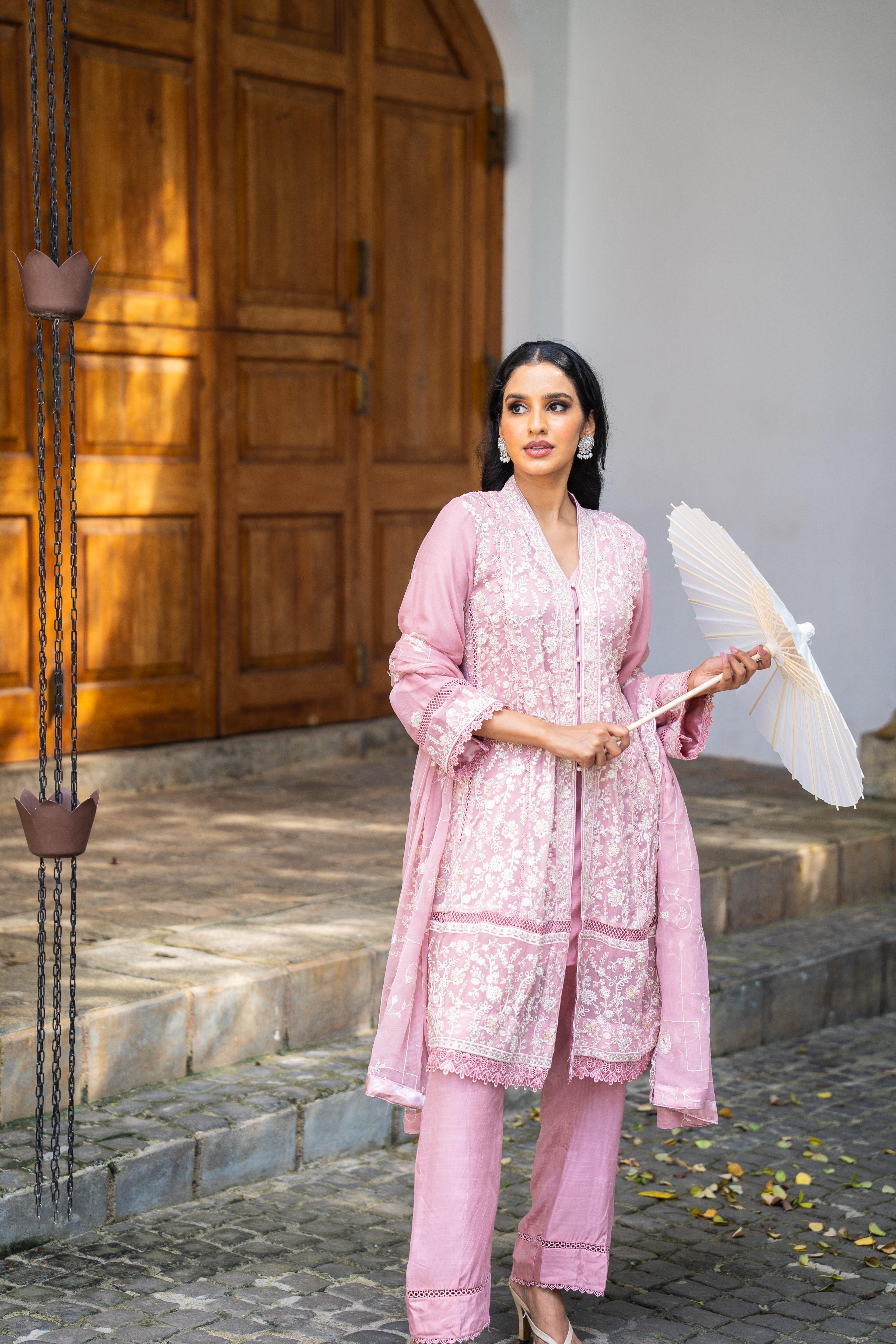 Embellished Short Freya 3 Piece Set - Tea Pink