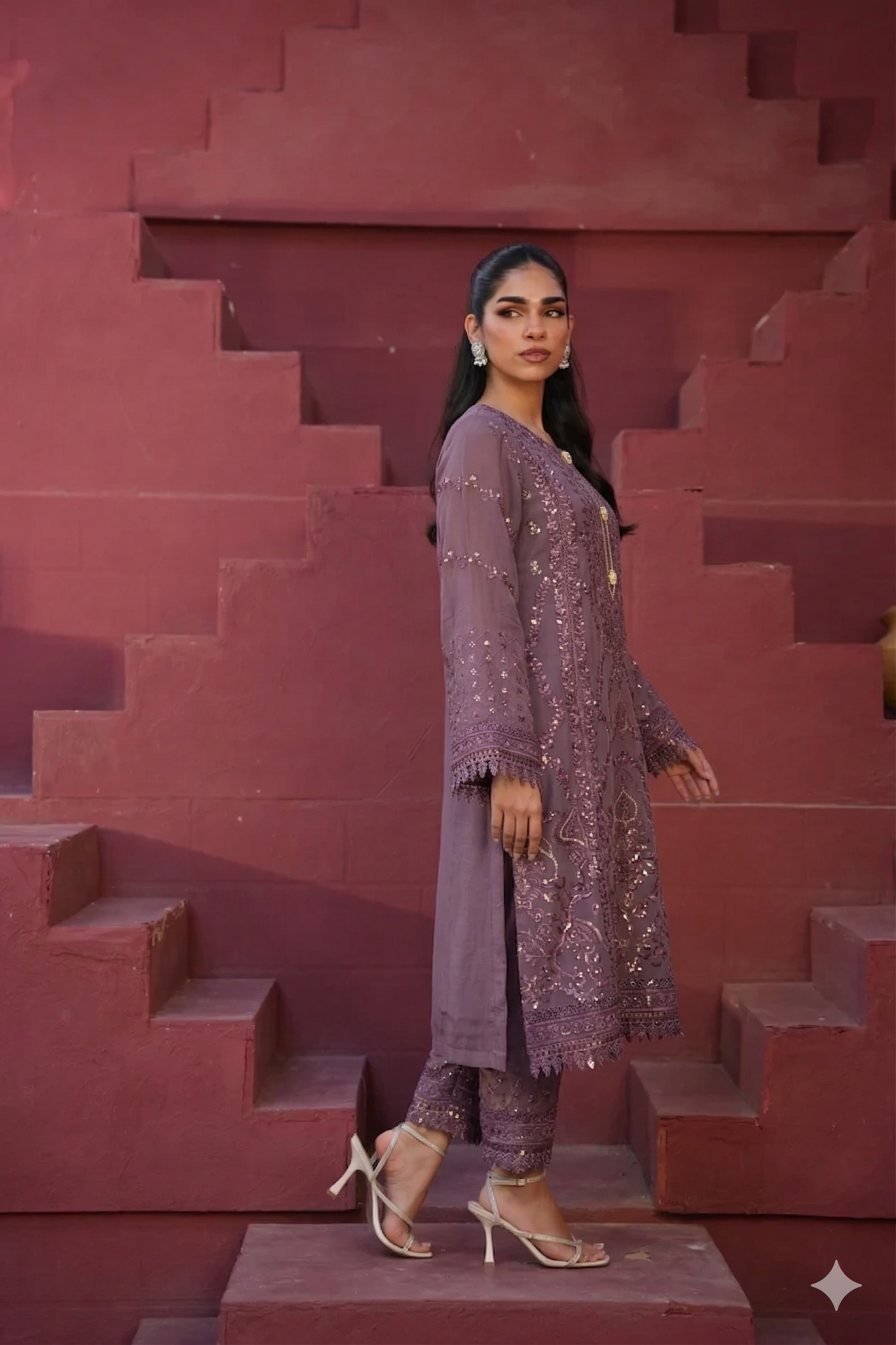 AREEBA CHIFFON - MAUVE