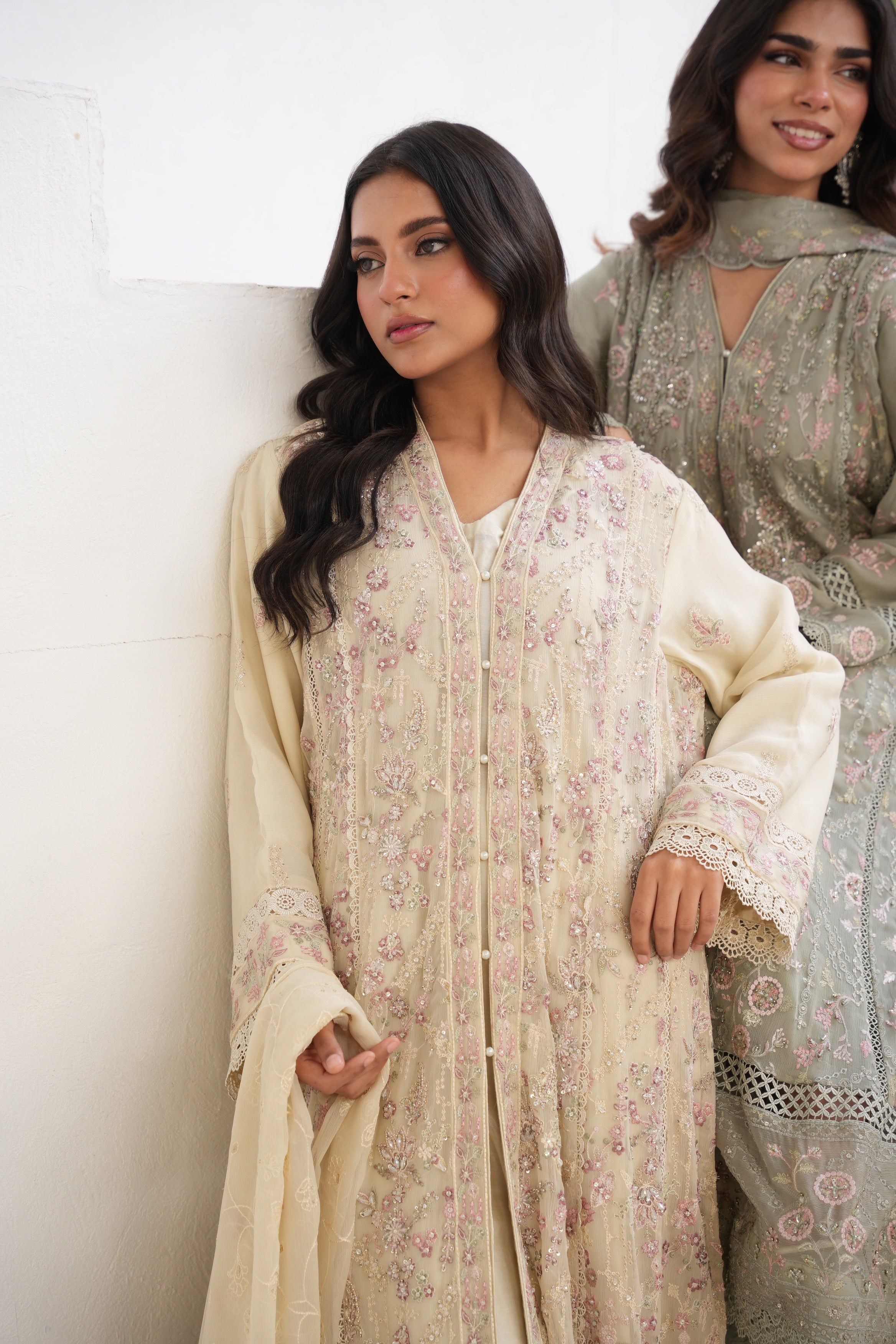 Embelished Long Freya 3 Piece Set - Ivory