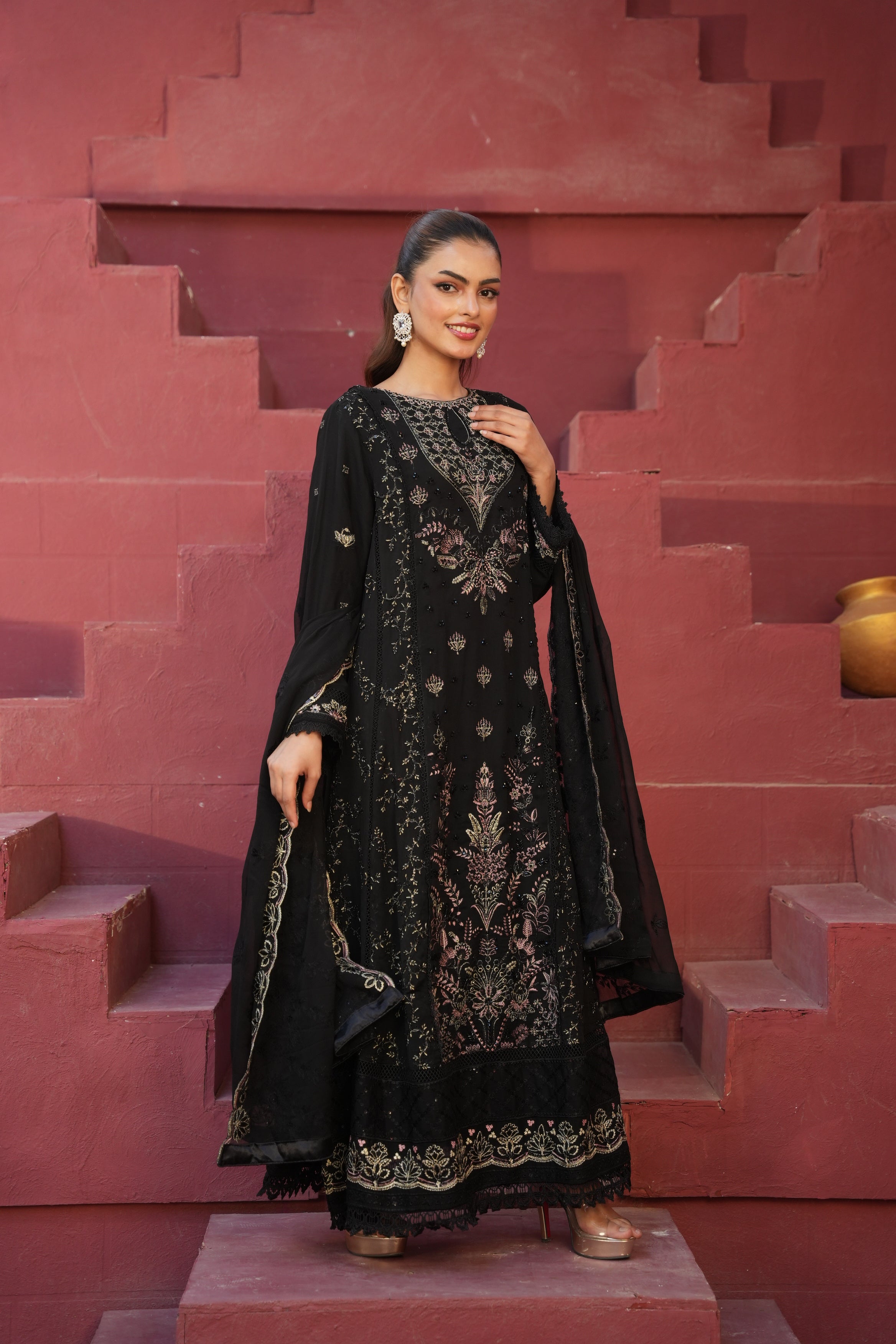 Long Freya 3 Piece Set - Black & Gold
