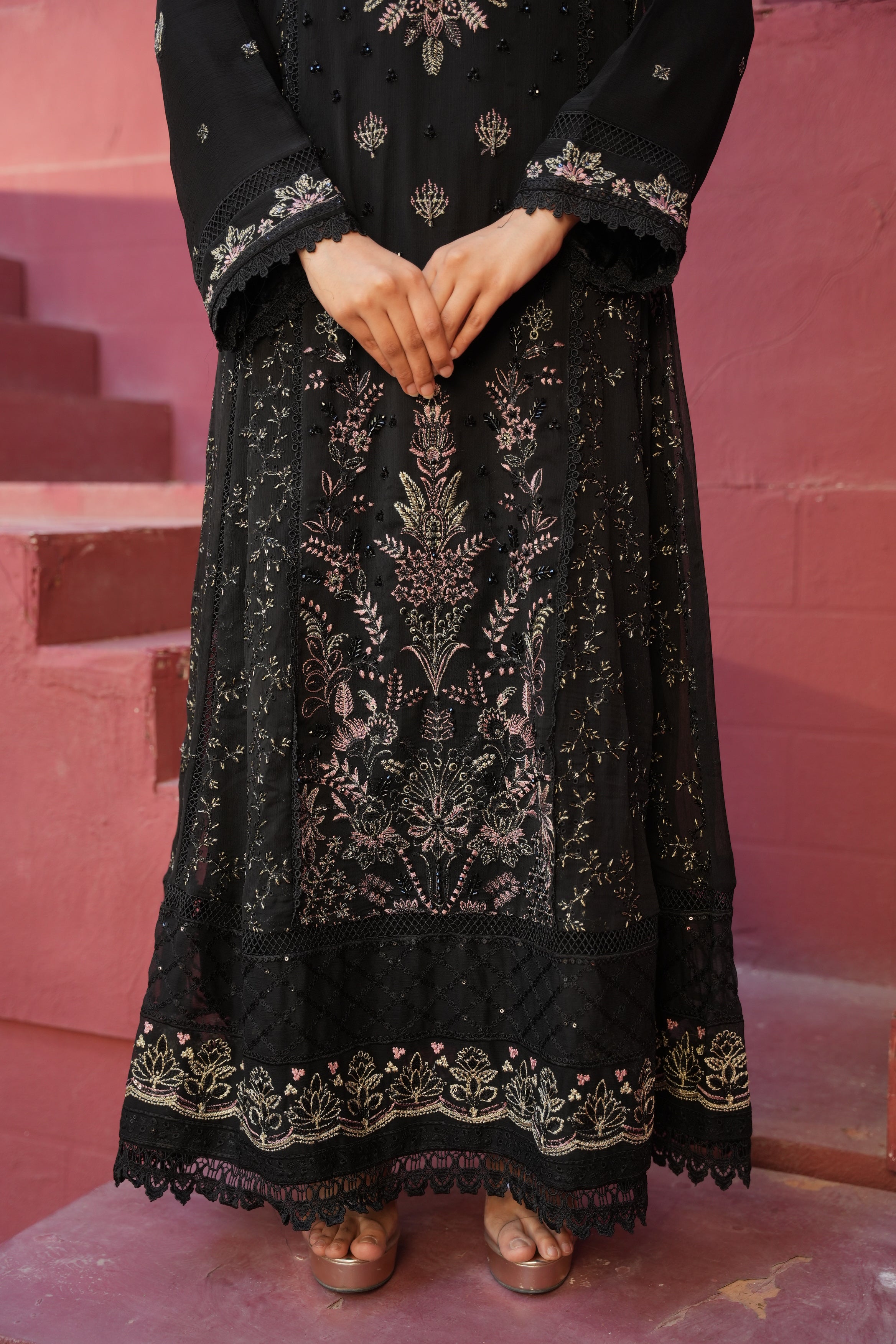 Long Freya 3 Piece Set - Black & Gold