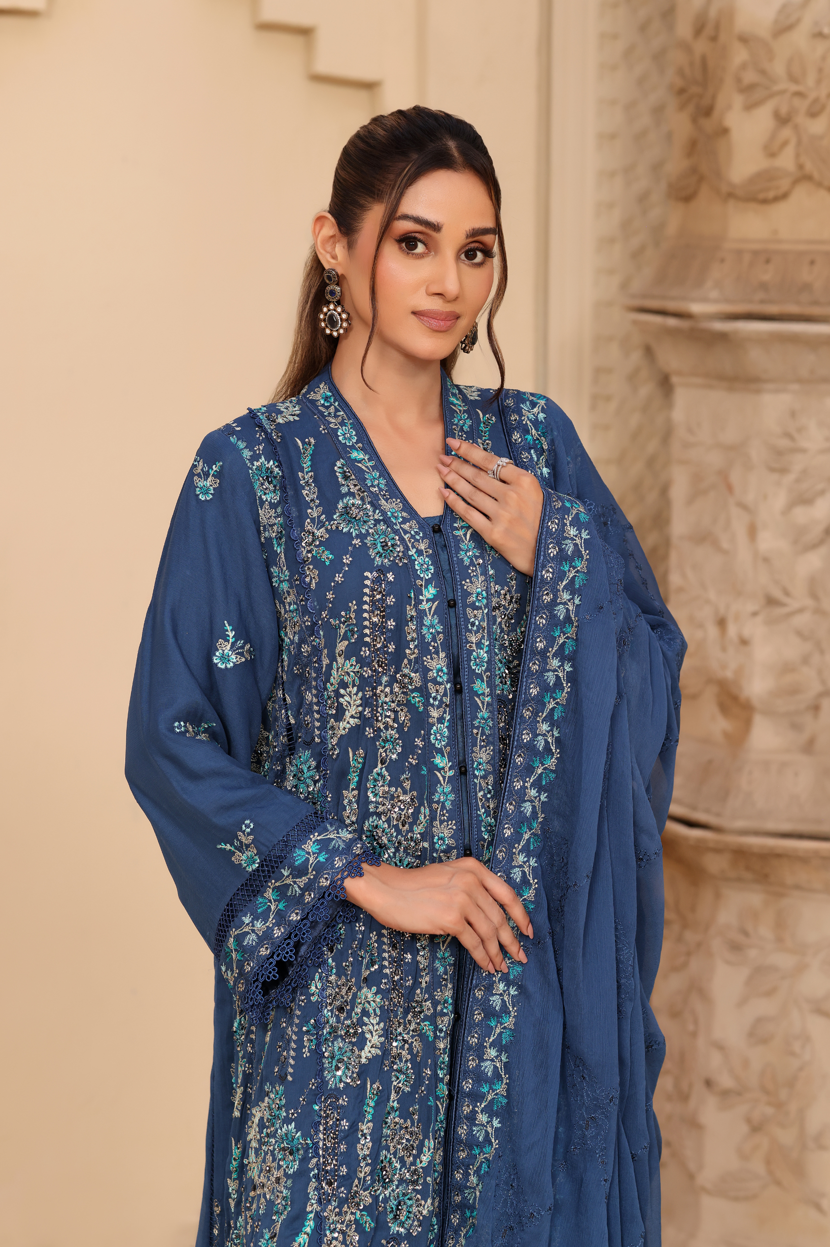 Embellished Long Freya 3 Piece Set - Cobalt Blue