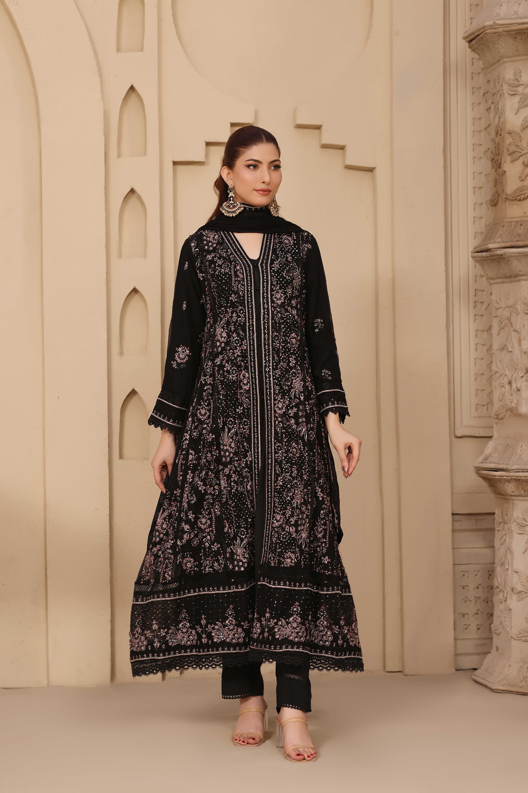 Embellished Long Freya 3 Piece Set - Black