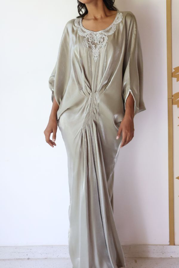 Kahali Embroidered Kaftan - Mint