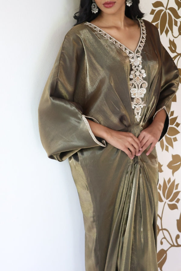 Kahali Embroidered Kaftan - Olive