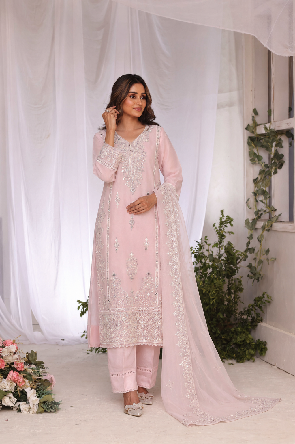 Afra Khadi Set - Pink