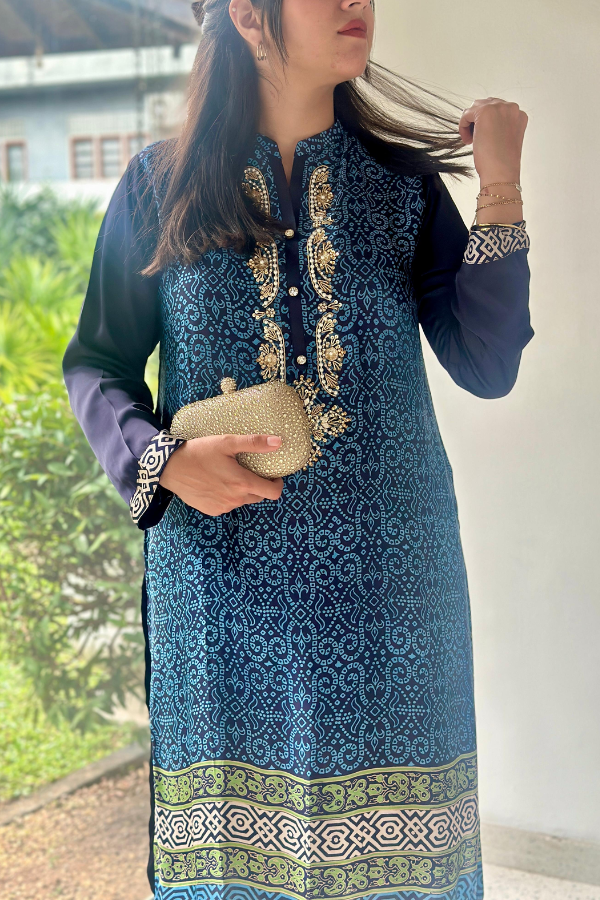 Reem Printed Kurta Blue