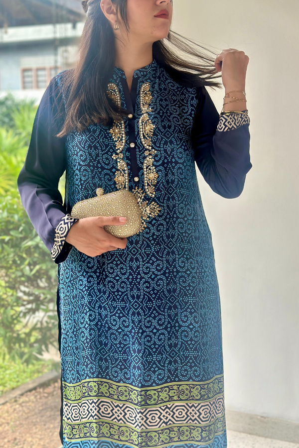 Reem Printed Kurta Blue