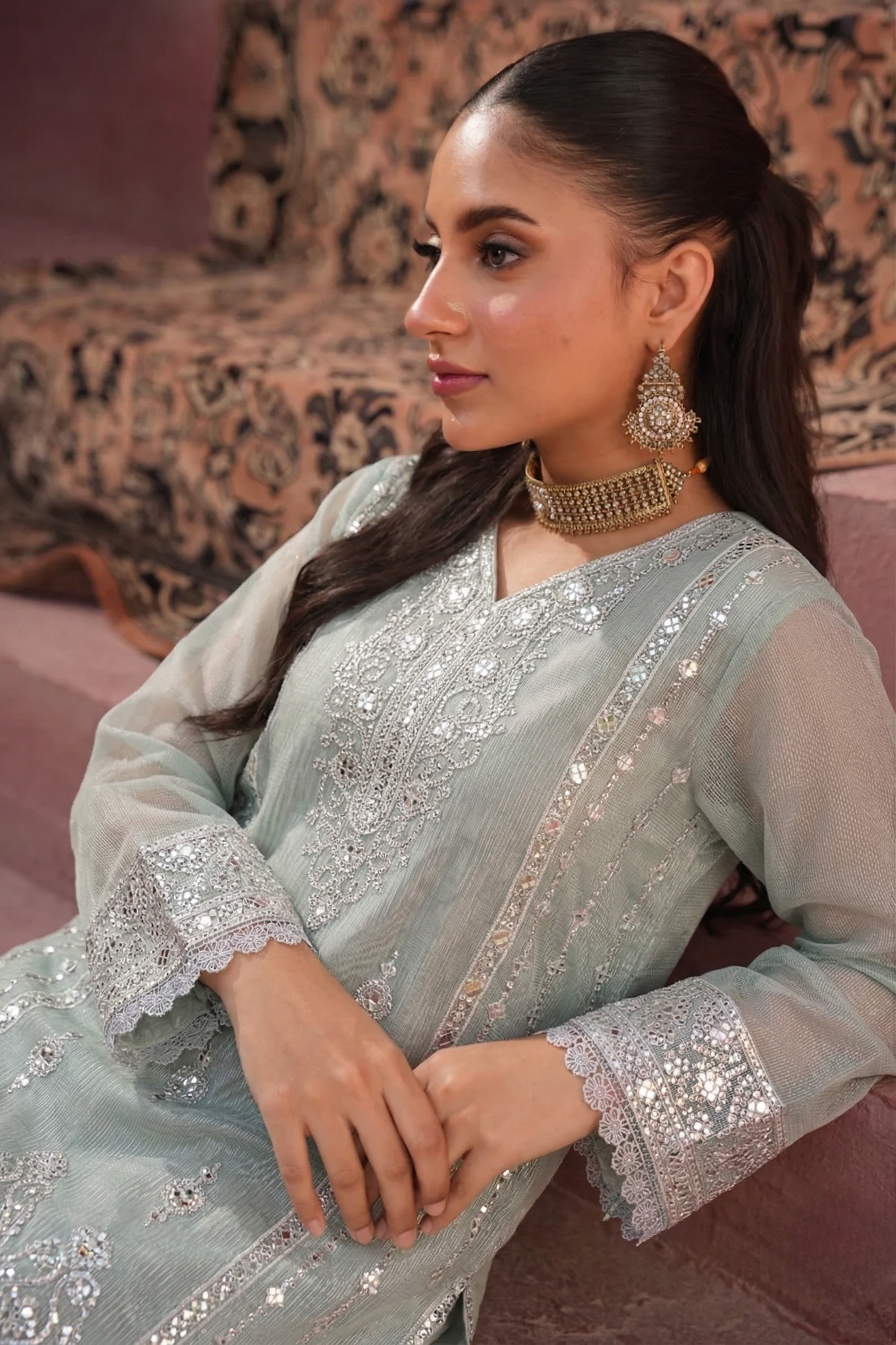 AFRA KHADI SET - ICE BLUE