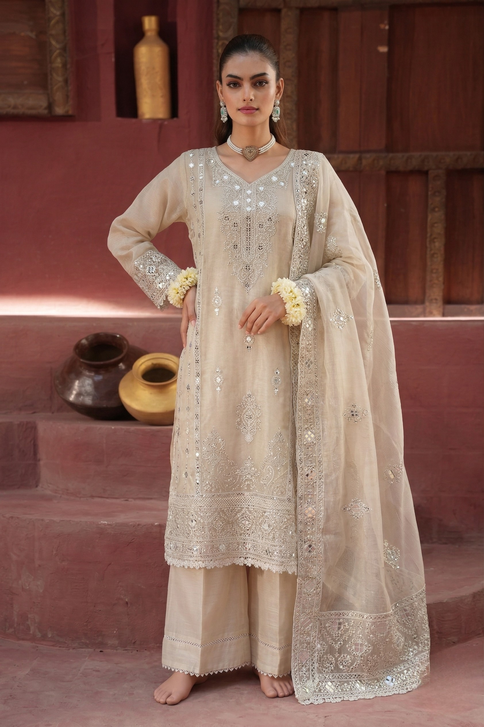 AFRA KHADI SET - IVORY
