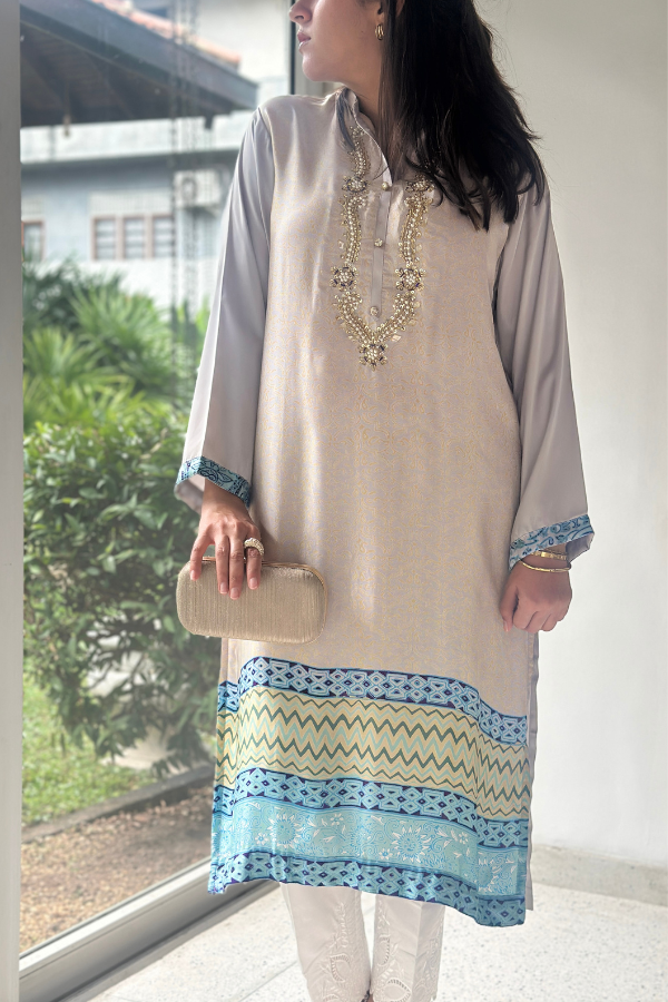 Reem Printed Kurta Champagne