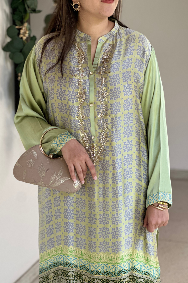 Reem Printed Kurta Mint