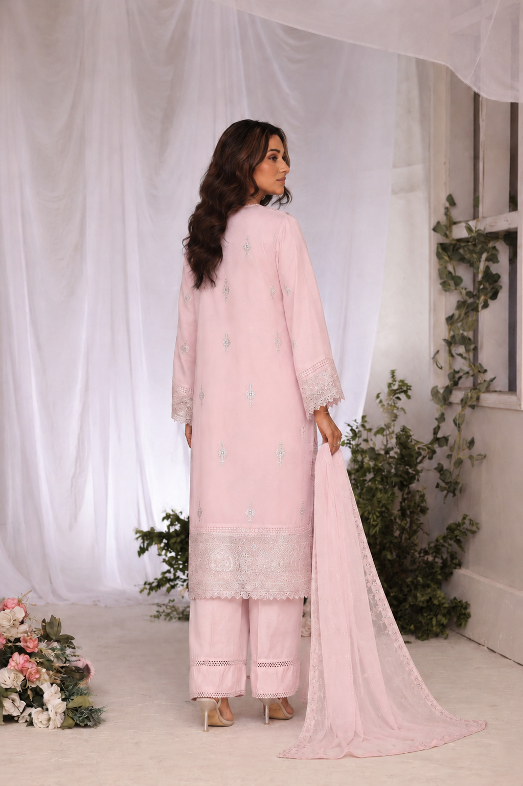 Afra Khadi Set - Pink