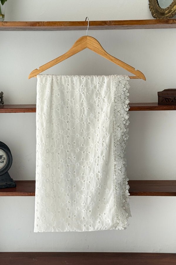 White Chikenkari Dupatta