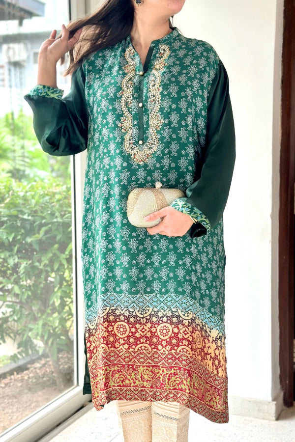 Reem Printed Kurta Emerald