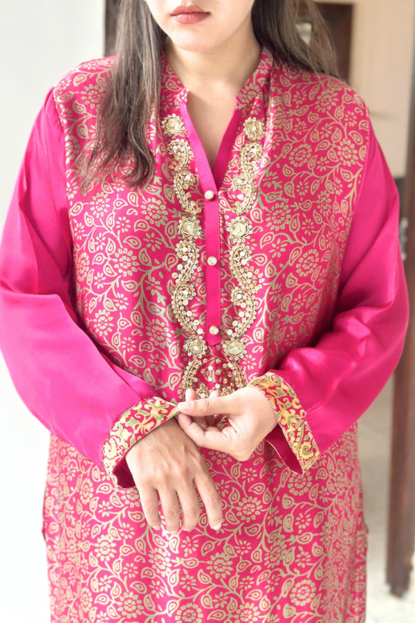 Reem Printed Kurta Fuschia