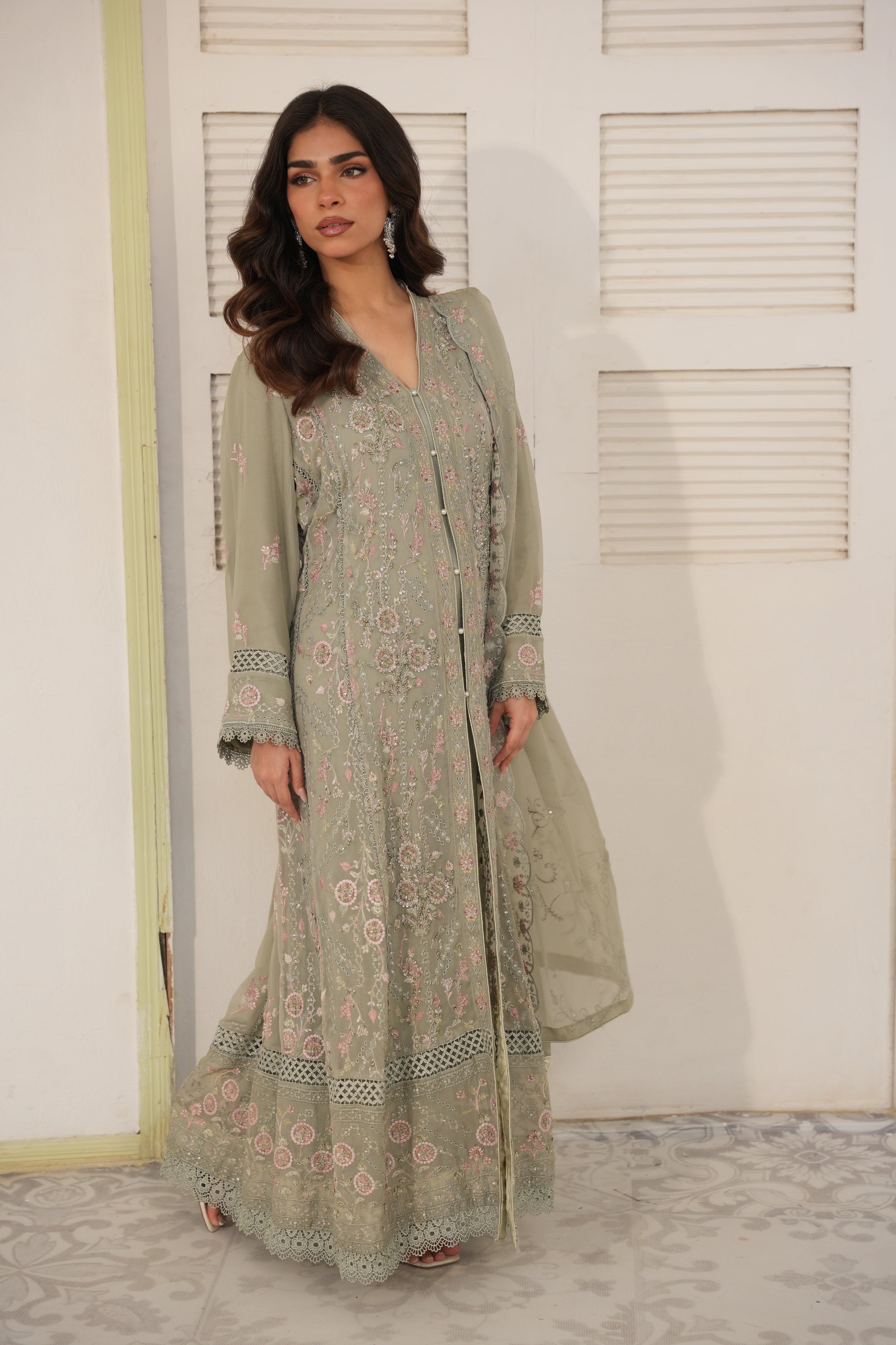 Embelished Long Freya 3 Piece Set - Olive