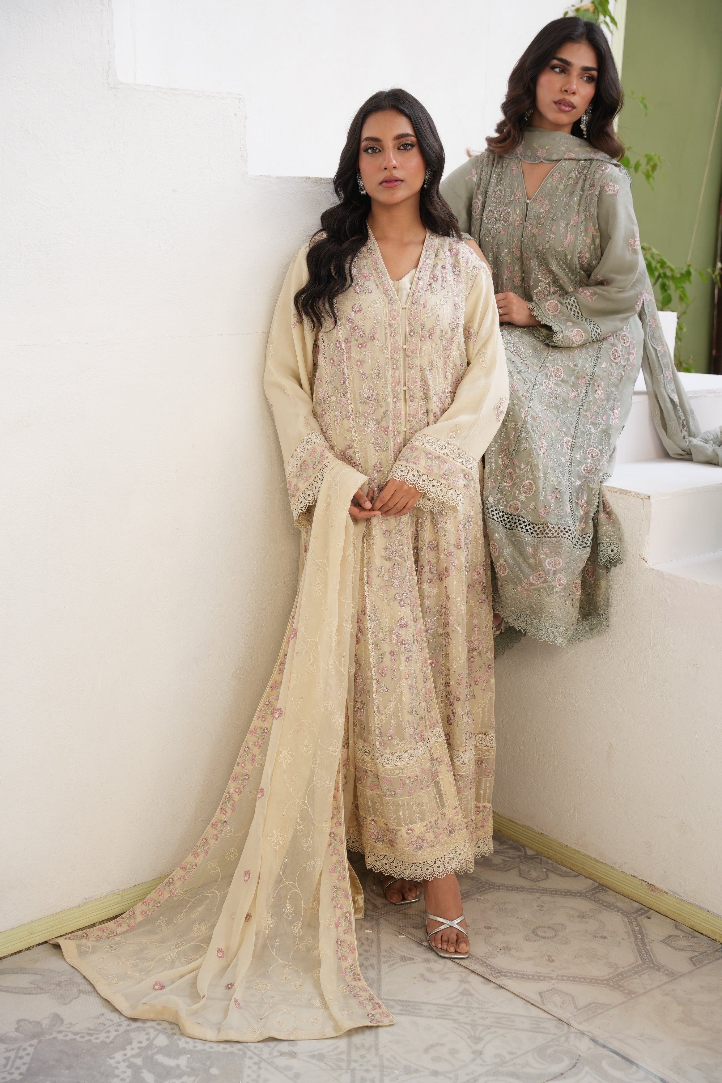 Embelished Long Freya 3 Piece Set - Ivory