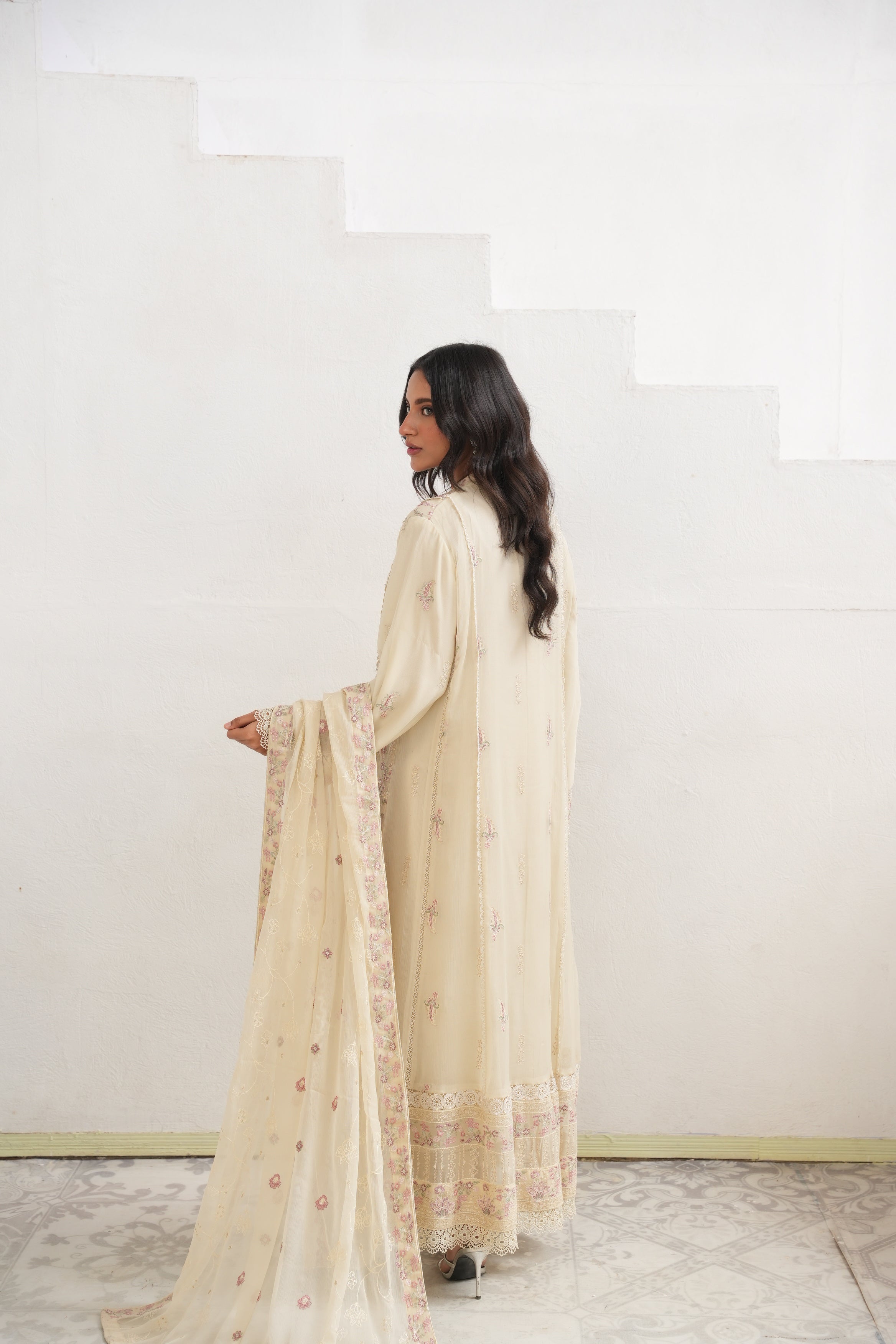 Embelished Long Freya 3 Piece Set - Ivory