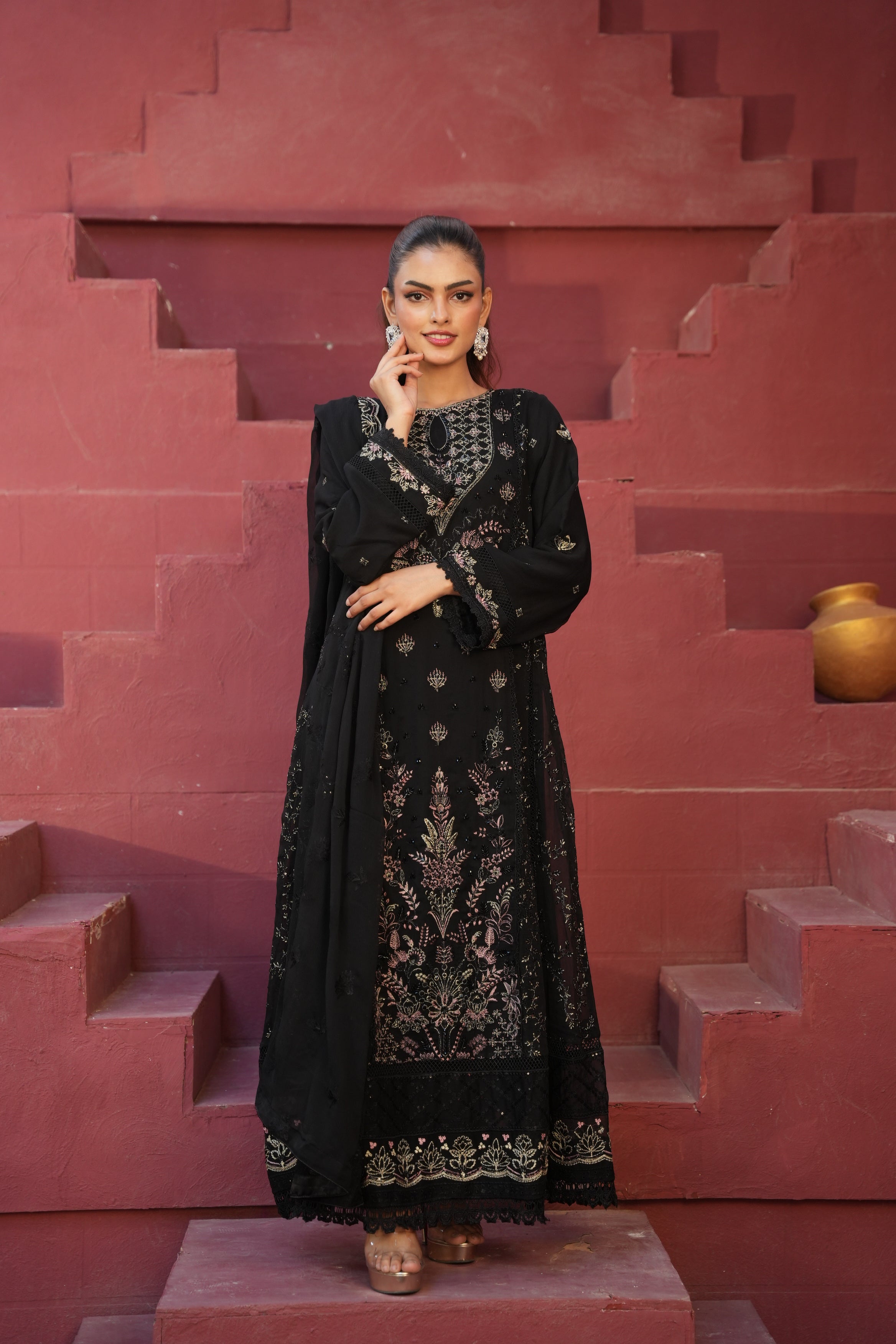 Long Freya 3 Piece Set - Black & Gold