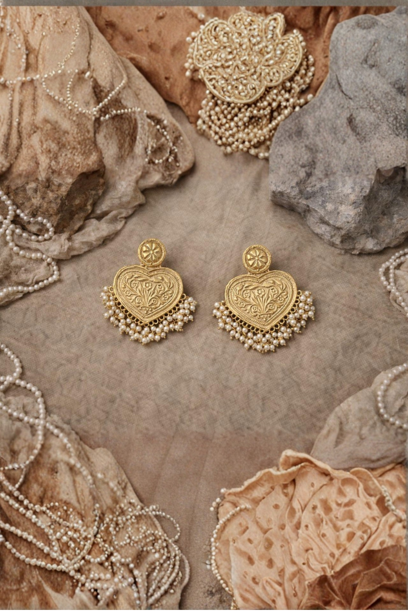 Heart Shaped Pearl Earrings