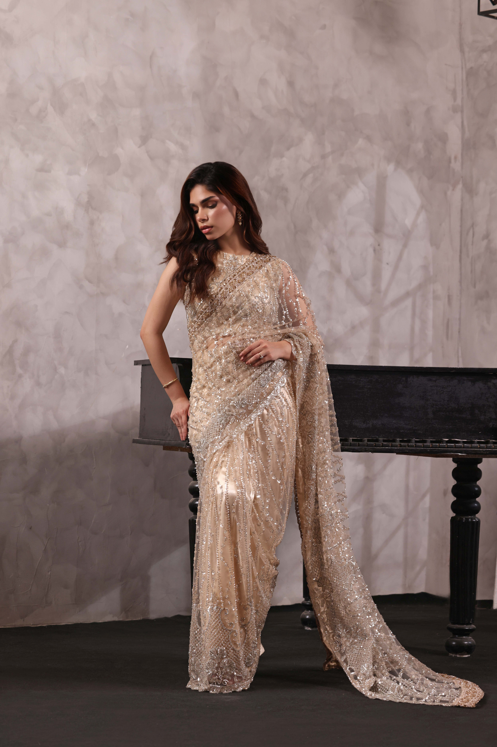 Ameena Saree Champagne