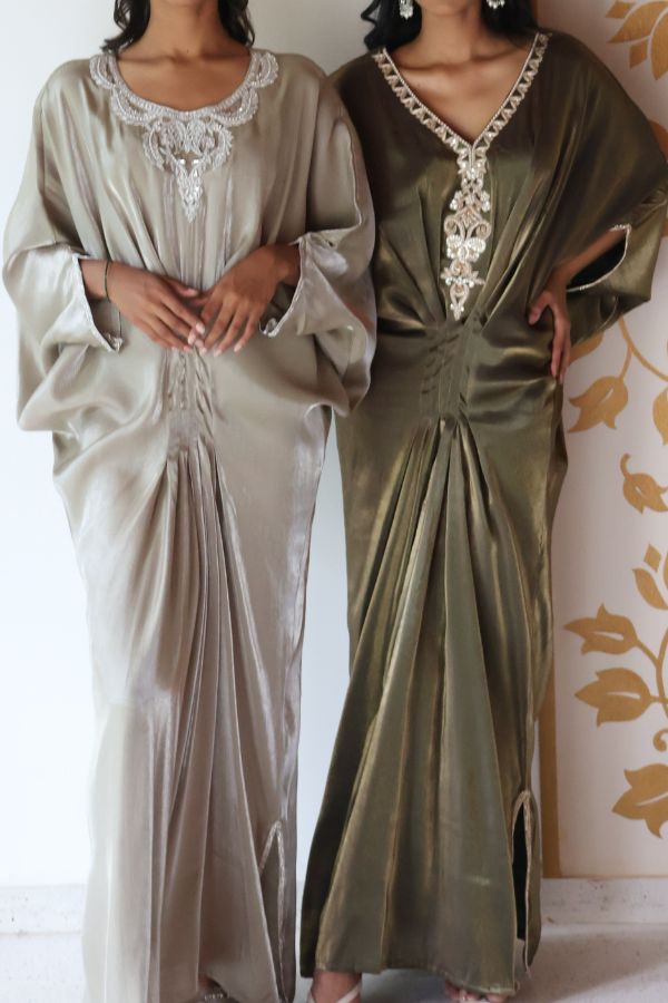 Kahali Embroidered Kaftan - Mint