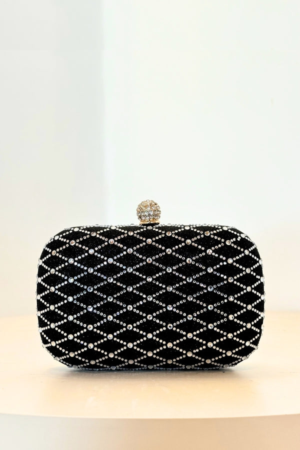 Mini Capsule Clutch - Black and Silver