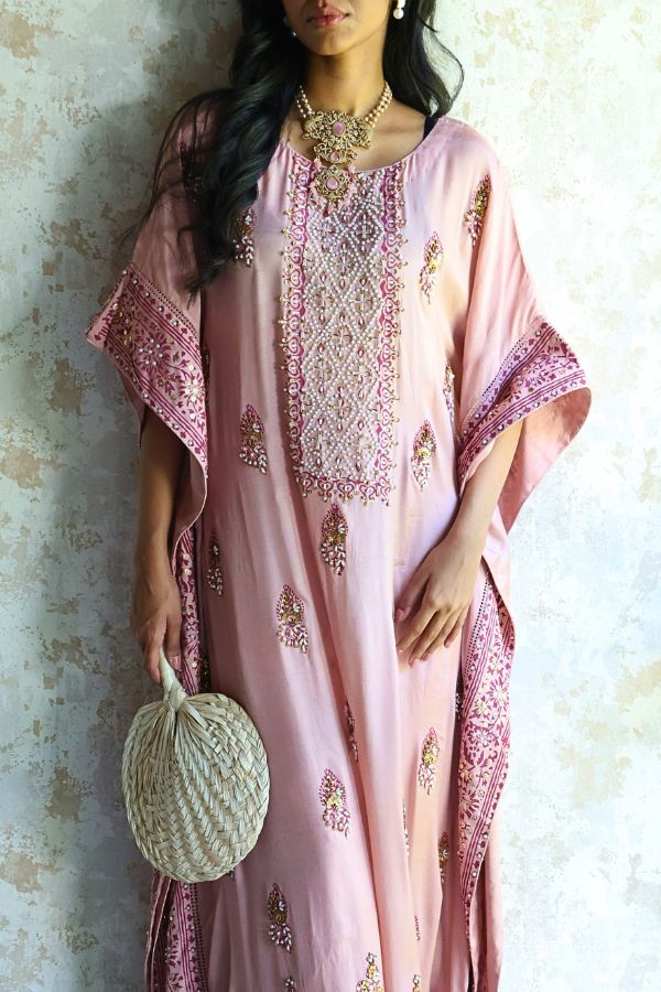 Lera Luxe Kaftan - Printed Blush