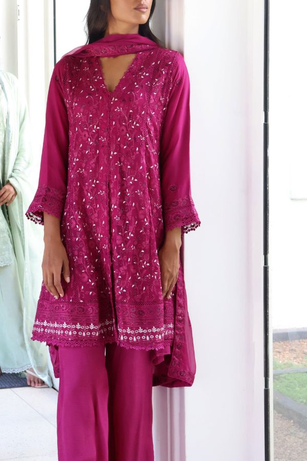 Short Freya 3 Piece Set - Fuschia