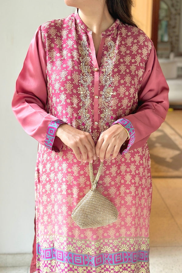 Reem Printed Kurta Tea Pink