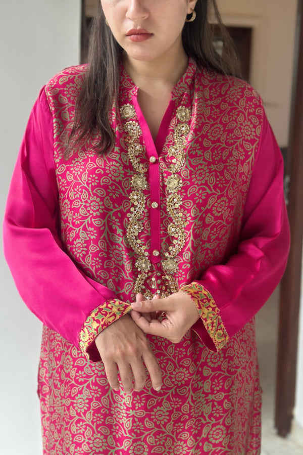 Reem Printed Kurta Fuschia