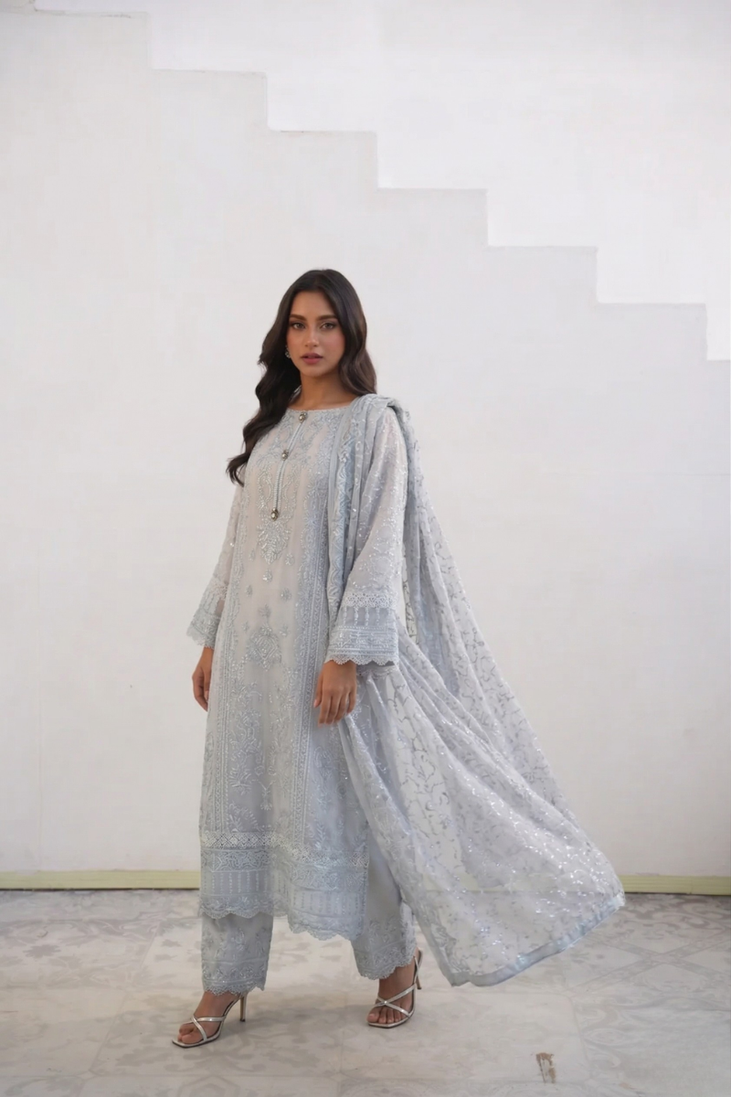 AREEBA CHIFFON - BABY BLUE