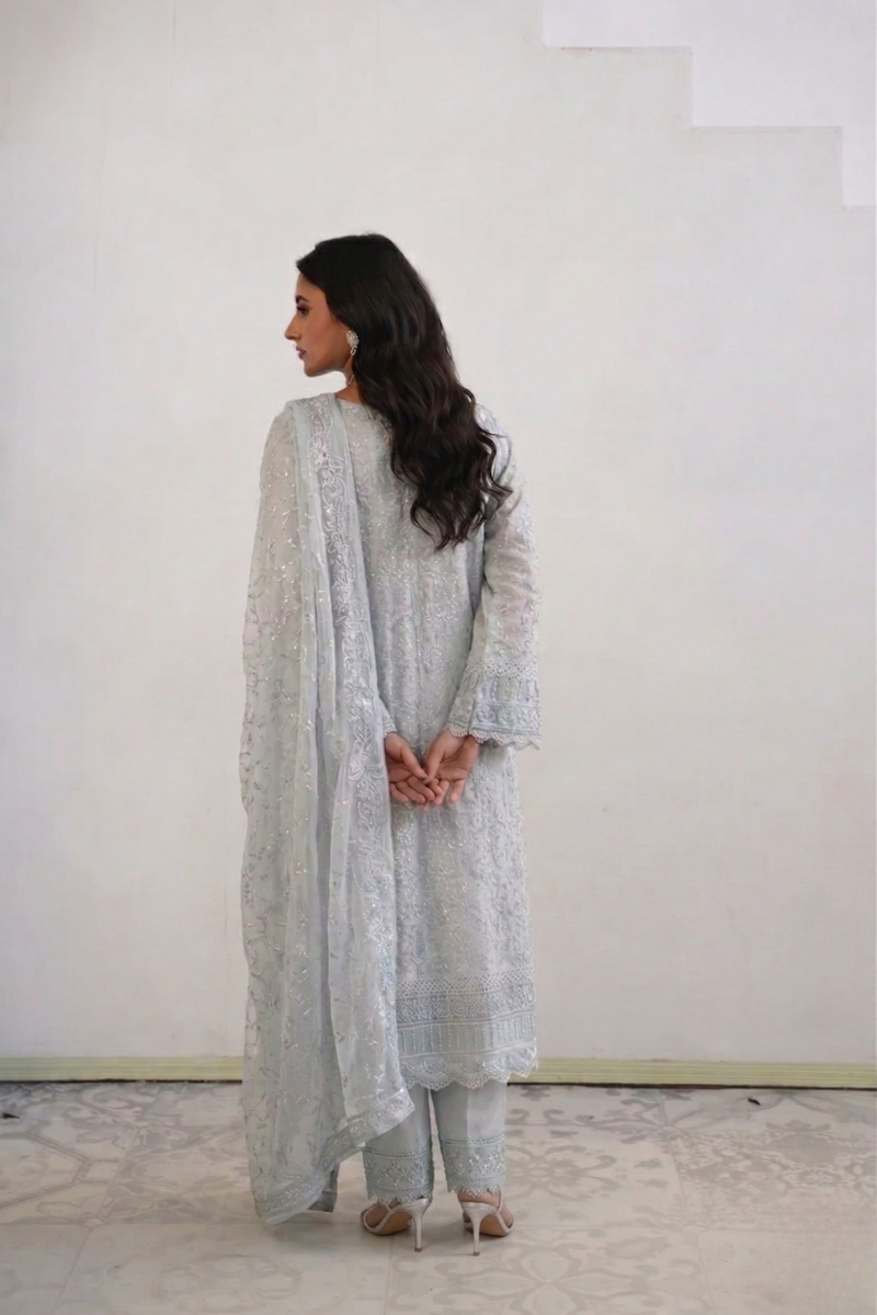 AREEBA CHIFFON - BABY BLUE