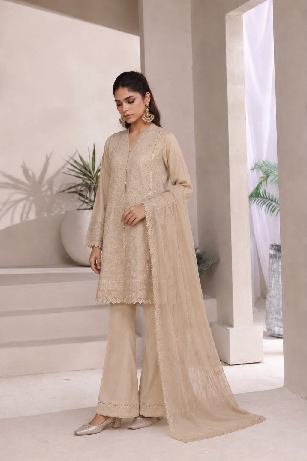 Short Freya 3 Piece Set - Warm Beige