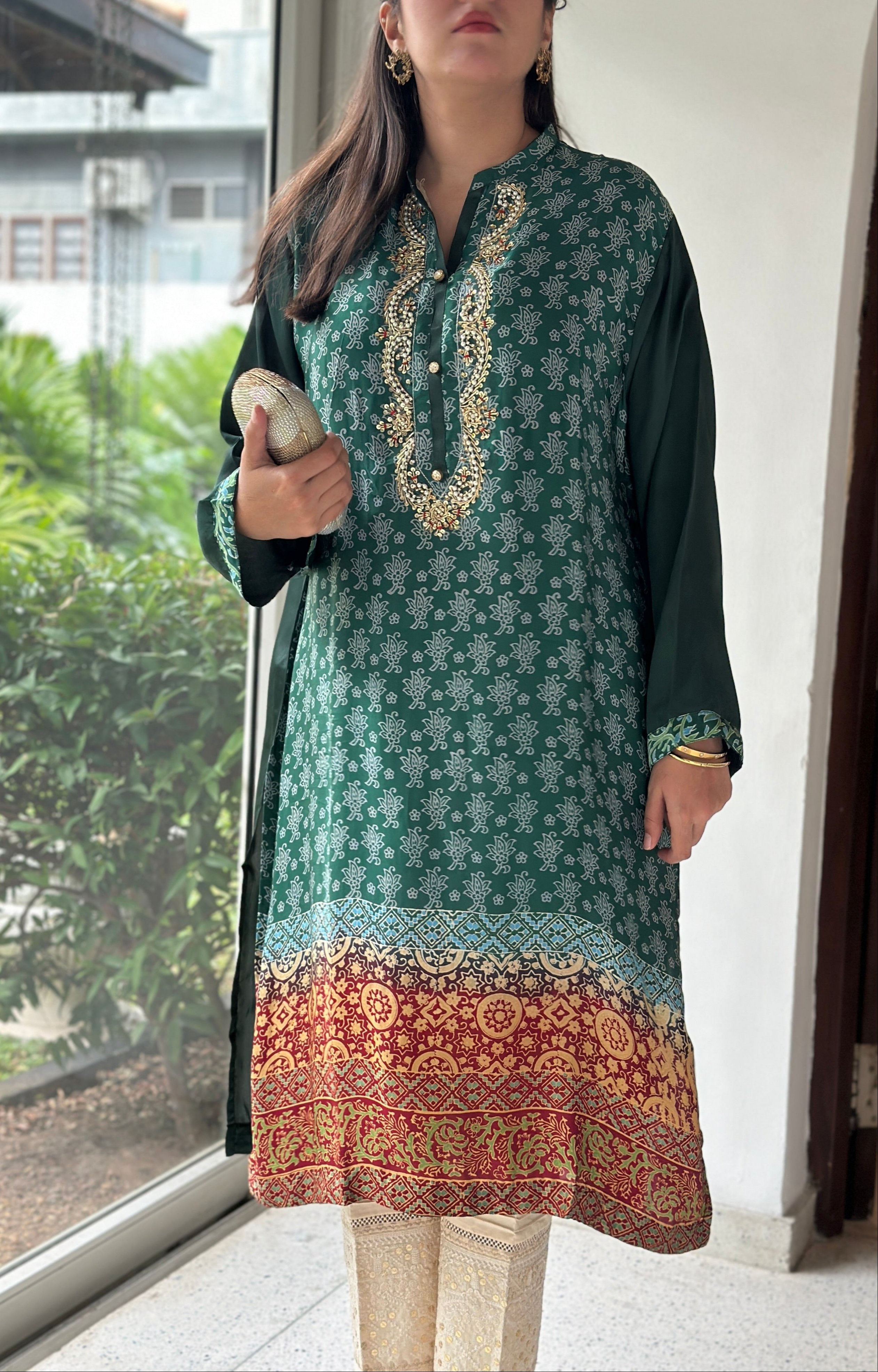 Reem Printed Kurta Emerald