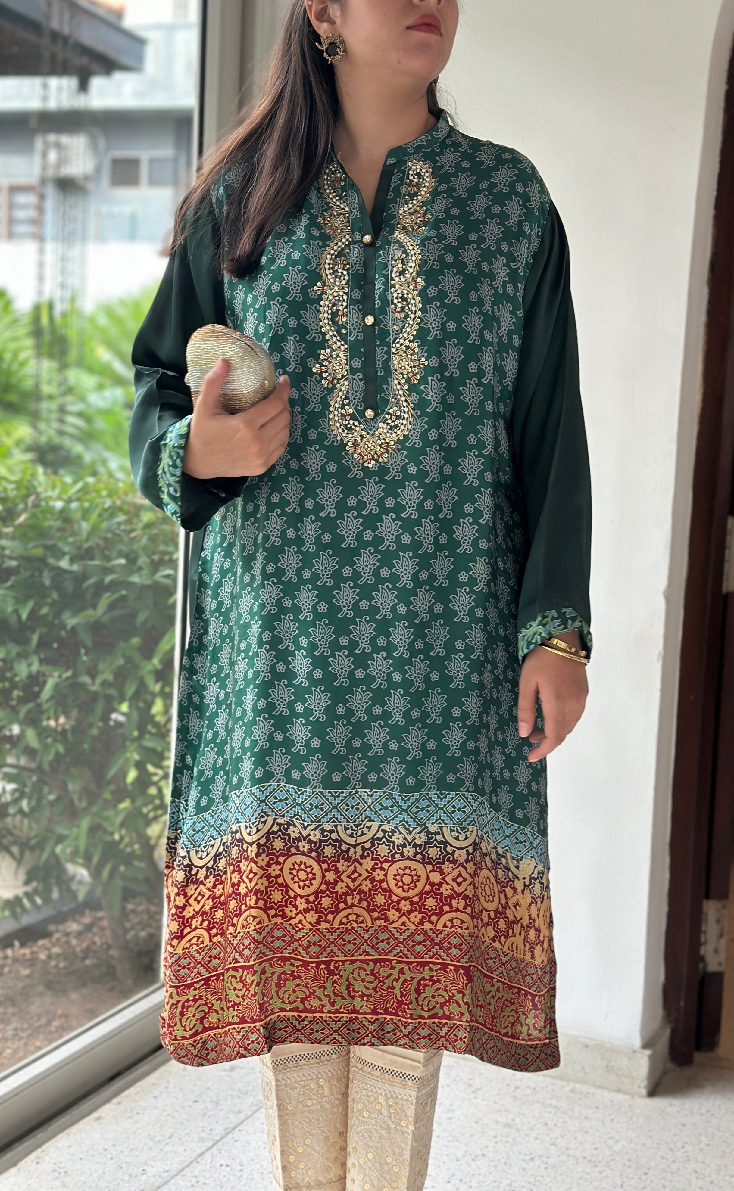 Reem Printed Kurta Emerald