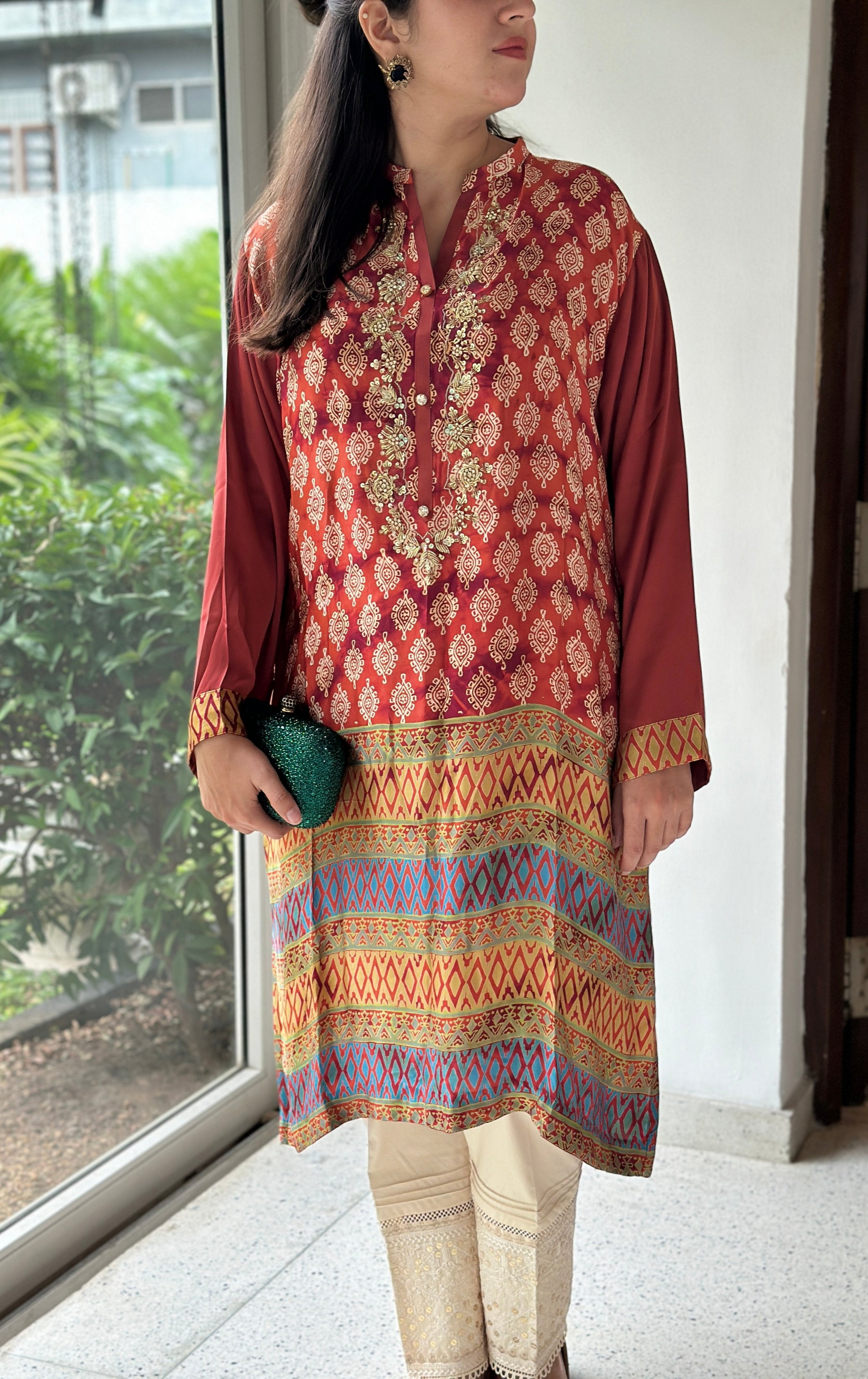 Reem Printed Kurta Orange